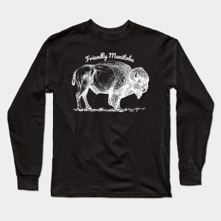 Friendly Manitoba Bison White Long Sleeve T-Shirt